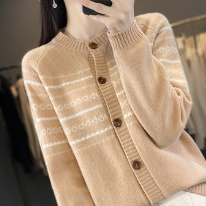 เสื้อสเวตเตอร์ถักคอตั้งทรงหลวมสไตล์ย้อนยุคสำหรับผู้หญิง เสื้อคลุมผ้าขนสัตว์ แจ็คเก็ตผ้าขนสัตว์ถักแบบลำลอง