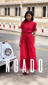 [30.10 - Nhập FALAZLIVE02 giảm 200K] Set áo váy đỏ cột nơ NGADO Set đồ nữ  Set áo kèm chân váy xòe  Set áo váy thiết kế