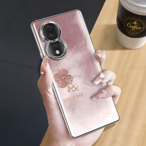 Luxurious Four-leaf Clover Phone Case for Honor 80 Full Cover Womens Curved Screen High-end Sensation Anti-fall Huawei 70 pro New Model