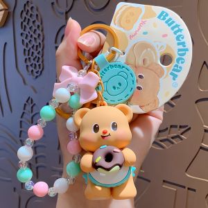 2024 New Genuine Butter Bear Doll Keychain: Women's Cute Schoolbag Pendant & Car Key Chain Ornament