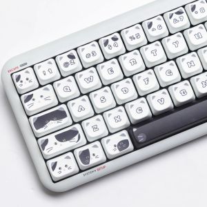 【Chỉ có keycap】nắp chìa khóa cho mèo con mèo trắng đen 134 phím Moa Profile PBT thăng hoa dễ thương hoạt hình cô gái dễ thương Nắp chìa khóa cho công tắc Cherry MX Bàn Phím Cơ wooting keychron/RK61/gk61/Anne Pro 2