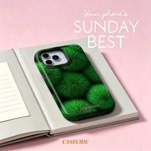 Potdemiel | Green Pink Stripes For Case For iPhone 17 16 15 Pro Max TPU Anti-Scratch Outer Shell Raised Screen CaseChic