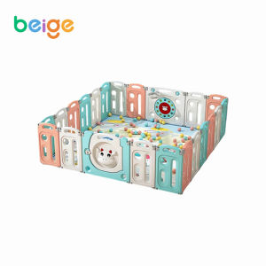 Beige คอกกั้นเด็ก คอกกั้นเกาหลี คอกพับได้ หมีพาสเทล food grade อย่างดี ปรับทรงได้ ราคาพิเศษ คอกกั้นเด็ก คอกกั้น คอกเด็ก กั้นเด็ก รั้ว