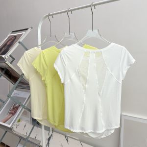 Áo Tập Yoga Lưới Tay Ngắn Mùa Hè Mỏng Rộng Rãi Nhanh Khô Pilates Thể Dục Áo Trên Thân Thoáng Khí Thoải Mái Cho Nữ