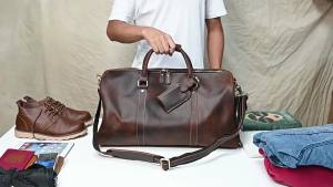 Mens Real-Leather Traveling Bag Crazy Horse Leather Vintage Luggage Bag First Layer Cowhide 20 Inch Handbag Leisure Gym Bag