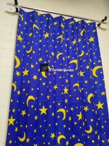 gorden plisket motif bulan bintang/gorden panjang 2 meter/gorden jendela 2 kaca 2 meter/gorden pintu kamar mewah/gorden jendela aesthetic/gorden pintu 100 x 200/hordeng murah free cantolan kawat s/