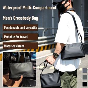Mens multicompartment largecapacity waterproof sports shoulder body bag