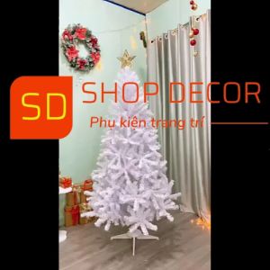 Cây thông noel 2M lá màu trắng hàng việt nam tán dày rộng nhiều nhánh trang trí giáng sinh noel