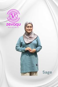 Tunik Wanita polos lengan panjang warna sage / Atasan kaos polos muslim / Kaos tunik lengan panjang premium