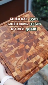 Thớt gỗ teak hình vuông kháng khuẩn tự nhiên kích thước 35x35x3.8cm băm chặt thái đa năng