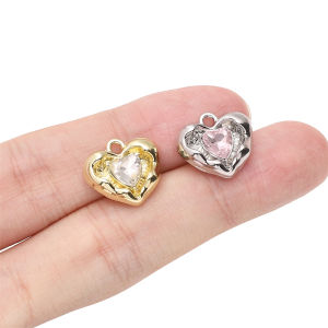 1Pcs 16x14mm Alloy Charms Glass Heart Pendants 1mm Hole for Jewelry Making Necklaces Bracelet Earring DIY Handmade Accessories