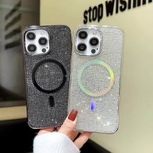 Luxury Diamond For Magsafe Case for iPhone 15 16 17 Pro Max Plus Bling Shinny Magnetic Cover for iPhone 11 12 13 14 Pro Max
