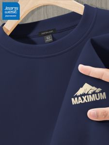 Jeanswest | Navy Round Neck Sweatshirt Fall New Vintage American Style