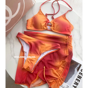 2023 ใหม่ไล่ระดับสี ชุดบิกินี ชุดสามชิ้น ผู้หญิง เซ็กซี่ ชุดว่ายน้ําสําหรับ Hot Springs Beach Vacation สีขาว ความสว่าง ชุดว่ายน้ำ