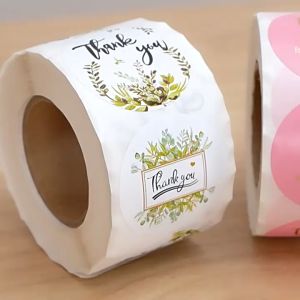 500 ดวง/ม้วน สติ๊กเกอร์ขอบคุณ สติ๊กเกอร์ติดกล่อง สติ๊กเกอร์ติดสินค้า สติ๊กเกอร์สำเร็จรูป สติ๊กเกอร์ที่ขาย พร้อมส่ง