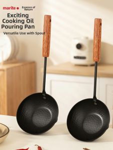 Marite | Heat & Drizzle Oil Special Cast Iron Pan No Coating Long Handle Mini