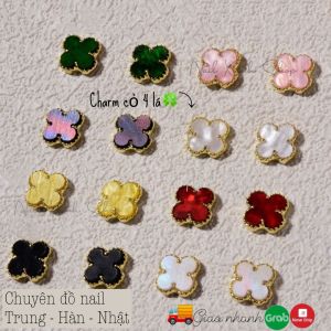 Charm nail 3D charm cỏ bốn lá may mắn trang trí móng tay phụ kiện nail salon