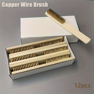 12pcs Heavy-Duty Copper Wire Brush Set-Effective Brush with Sturdy Handle for Paint Scrubbing Removing Unfinished Metal Etc
