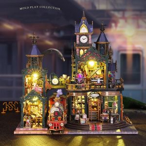 DIY Book Nook Kit Shelf Fantasy City Alley 3D Puzzle Bookend Creative Gift Idea Home Display of Collectible Decorations