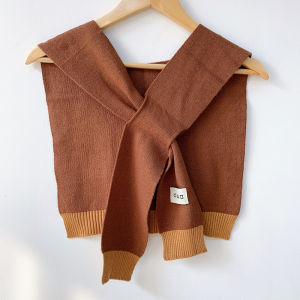 Spring Autumn High End Versatile Knotted Pure Color Neck Protection Scarf Crossed Korean Style Knitted Shawl Women Outer Fake Collar