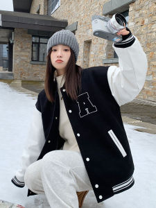 COD✅[Philippines stock]Korean Street Long-sleeve Single-breasted Baseball Jacket Womens All-match Bf Lazy Style Couple Flight Jacket Outwear