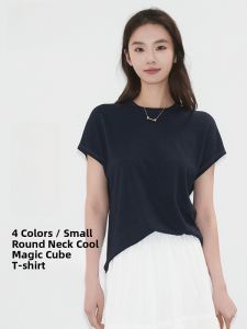 Miiow | Cat Person Pure Color Simple Round Neck Short Sleeve Womens T-shirt Summer Thin Cotton Linen Cool Feeling Base Shirt