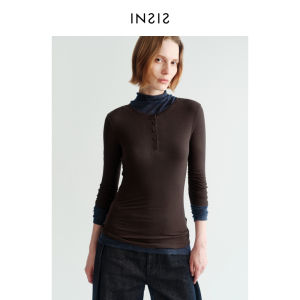 INSIS FEMME | Versatile Tencil Wool Vintage Henry Collar Womens Top
