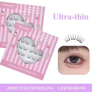 24Clusters Invisible No-Glue Eyelash Clusters Ultra Thin Feather Lashes Zero Weight False Eyelashes with Liquid Bond for Girls N