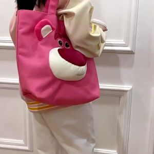 Túi Xách Tay Bằng Vải Canvas Cỡ Lớn In Hình Gấu Dâu Tây Dễ Thương Thời Trang Dành Cho Học Sinh YB2 BY2 - Life Style 4U