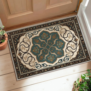 VIKAMA Retro Persian Style Entrance Floor Mat Washable Non-Slip Welcome Door Mat Kitchen Outdoor Carpet Home Decoration
