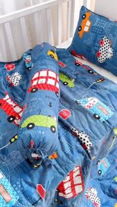 Bộ gối mền và gối ôm vải cotton satin hàn mềm mát thấm hút tốt cho bé