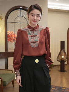 New Chinese Style Womens Shirt Unique Beautiful Small Top Shoulder Design Autumn Collection 2025 Fashionable Straight Tube