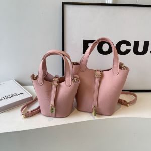 Elegant Bucket Bag Womens Fashionable Work Handbag Simple Design Market Basket Popular Single Shoulder Bag French Artistic Style