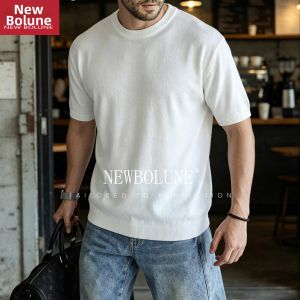 NEW BOLUNE | Retro Cool Silky Knit Short Sleeve T-Shirt