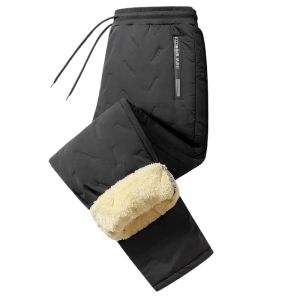 Mens Winter Cotton Trousers Thickened Large Size Lamb Velvet Lined Straight Leg Casual Pants Outdoor Warm Casual Wear