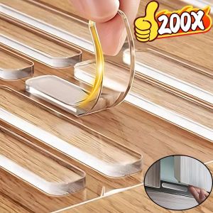 200PCS Silicone Self-Adhesive Cabinet Bumpers Strips Anti-collision Door Stop Buffer Pads Furniture Door Handle Bumper Protector Strips