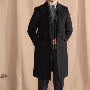 Mr. Lusan Shen Suit British Italian Winter Wool Chastfield Double Breasted Mid-Length Coat Outwear