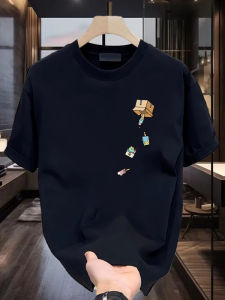 Áo Thun Nam Cổ Tròn Tay Ngắn Cotton Phong Cách Hàn Quốc Mùa Hè Rộng Rãi Thoải Mái in Họa Tiết Hoạt Hình Thường Ngày