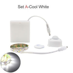 MJJC | Battery LED Tape Motion Sensor 2M 3M 4M 5M PIR LED Strip 5V SMD 2835 Battery Operated Powered Stripe Ribbon Lighting for Cabinet