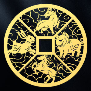 Metal Zodiac Animal Phone Stickers Triple Harmony Hexagram Personal Year Safety Guard Age Symbol Decal for Mobile Phones