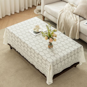 French Lace Hollow White Tablecloth American Country Style Simple Tea Table Cover Living Room Rectangle Tablecloth Home Decor