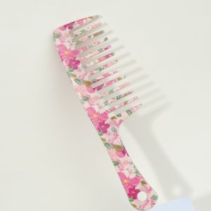 1pcs Pink Wide-Tooth Hair Comb - Tangle-Free Easy to Detangle Durable Plastic Handle Suitable for All Hair Types