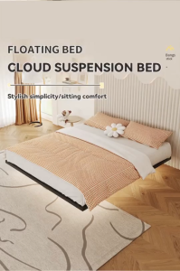 JUANS HOME HUB Modern Black Upholstered Bed Frame with LED Lighting - Minimalist Bedroom Design