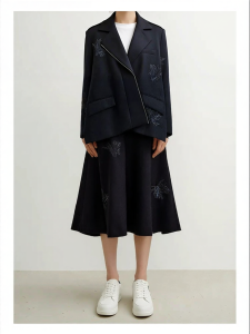 Embellished With Beads A-Line Wool Skirt