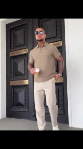 Mens Business Casual Short Sleeve POLO Shirt Bone Flower Solid Color Breathable Comfortable Fashion Summer Versatile Top