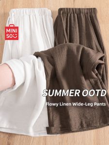 Miniso | Womens Linen Loose Trousers Thin Casual