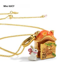 Mặt Dây Chuyền Hình Nhà Nấm Huyền Bí Mạ Vàng 18K Hình Nho Ngon Ngọt Kèm Móc Khóa Dây Chuyền Áo Len Hình Thỏ Trắng Dễ Thương Dành Cho Nữ