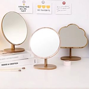 กระจกตั้งโต๊ะ สไตล์มินิมอล กระจกแต่งหน้า ไม้หนา กระจกไม้