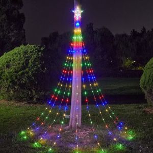 118in/280LED Solar Star Waterfall Light Outdoor 8 Modes Camping String Lights for Christmas TreePartyGardenPatio Decoration
