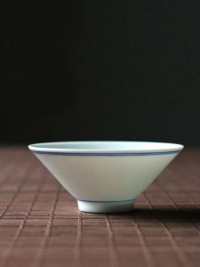 JOTO | Handmade Elegant Simple Thin-body Tea Cup Blue-and-White Painted Lotus Shape